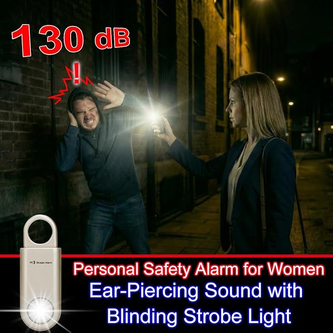 130dB Personal Safety Alarm Ultra Bright Strobe Light. Loud Sound SOS Emergency Alerts. Self Defense Keychain Siren for Women, Children, Night Runners, Hiking. Bear Alarm Deterrent. Aqua