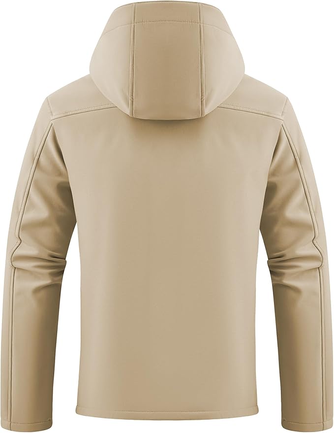 WULFUL Men's Softshell Jacket Waterproof Lightweight Insulated Windbreaker Fleece Lined Rain Shell Jacket for Hiking Travel