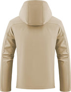 WULFUL Men's Softshell Jacket Waterproof Lightweight Insulated Windbreaker Fleece Lined Rain Shell Jacket for Hiking Travel