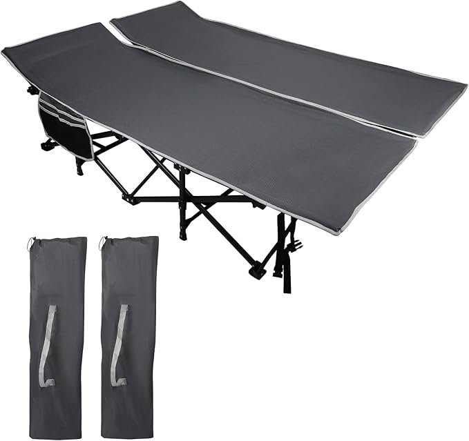 REDCAMP 2 Person Oversize Camping Cots for Adults, 56'' Extra Wide Sleeping Cots Heavy Duty, XXXL Cots Portable for Outdoor Indoor Office, Grey