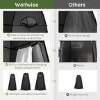 Wolfwise Pop Up Shower Tent, Portable Instant Changing Tent with Ventilation Window & Carry Bag, Privacy Bathroom Toilet for Beach, Camping & Outdoor, Width 47 ", Height 83 ", Black