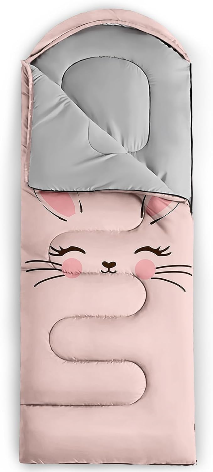 QOOMO Animals Camping Sleeping Bags,3 Season Warm & Cool Weather,Lightweight,Waterproof Sleeping Bags for Adults & Kids,Traveling,and Outdoors,Camping Gear Equipment