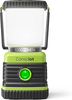 LED Camping Lantern, Consciot Battery Powered LED Lantern Flashlight, 1000LM, 4 Light Modes, IPX4 Waterproof, Survival Kits for Indoor Outdoor, Emergency Light for Home Power Outages, Hurricane, Storm