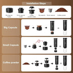 Portable Espresso Coffee Maker Rechargeable Self Heating Machine For Travel Car 3 in 1 Ground Coffee and NS Capsules 20 Bar Pressure Smart LED Display Camping Office With Stand Holder (GREEN)