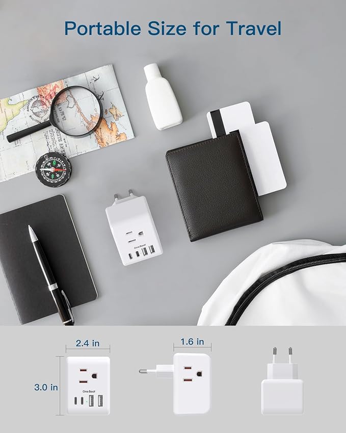 2 Pack Israel Power Adapter, One Beat Israel Travel Plug Adapter with 3 American Outlets 4 USB Ports(2 USB C), 7 in 1 Type H Travel Adapter Plug Converter for US to Israel, Jerusalem, Palestine