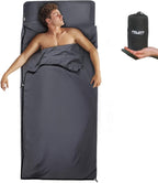 Frelaxy Sleeping Bag Liner, XL Travel Sheet & Camping Sheet for Backpacking, Hotel, Hostels & Traveling, Comfy & Easy Care, Full-Length Zipper/No Zipper, 4 Seasons Warm Cold Weather