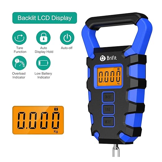 50Kg Hanging Scale with Ruler Digital Portable Fish Hook Electronic Weighting Luggage Scale LED Display Balance(WB)