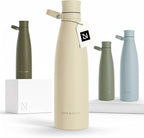LARS NYSØM Stainless Steel Insulated Water Bottle 25oz 34oz | Insulated Thermo Flask for Hot and Cold Beverages | Leakproof Drinking Bottle (Almond Beige, 33.9oz)