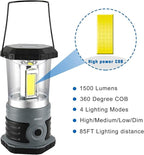 LED Camping Lantern, 1500 LM Lanterns for Power Outages with 4 D Batteries Included, Battery Powered Lantern Flashlight with 4 Light Modes, Weatherproof Tent Light for Storms and Hurricanes