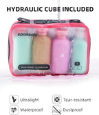 6 Set Compression Packing Cubes for Travel, Large Medium Small Luggage Organizers (Rose Red)