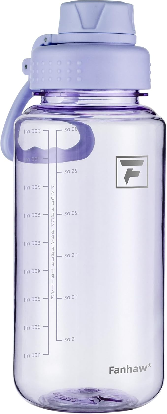 Fanhaw 32 oz Clear Water Bottle with Fast-Flow Spout Lid, BPA-Free Tritan, Wide Mouth, Leakproof, Reusable Bottle for Gym, School, Office, Travel (Amethyst)