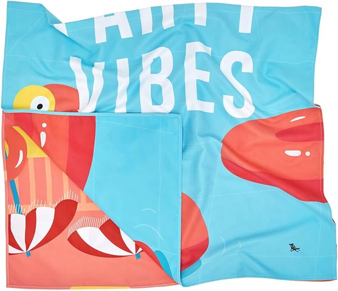 Dock & Bay Beach Towel - Quick Dry, Sand Free - Compact, Lightweight - 100% Recycled - Includes Bag - Pool Party Vibes - Extra Large (200x90cm, 78x35)