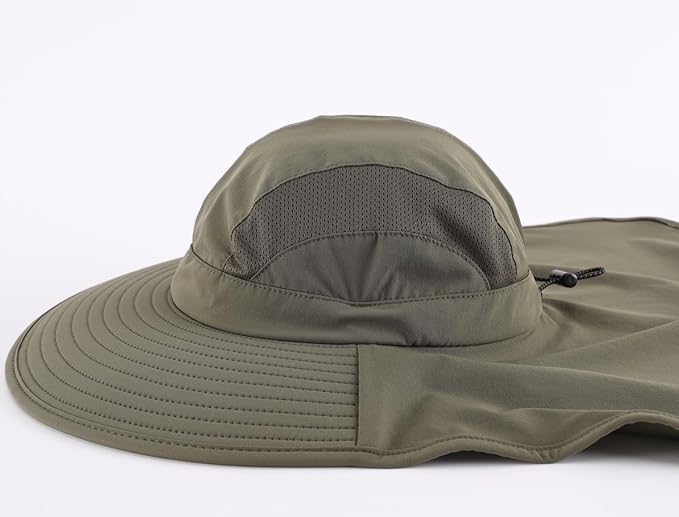 Home Prefer UPF 50+ Sun Hats for Men Women Wide Brim Fishing Hat with Neck Flap UV Protection Sunblock Safari Bucket Hat