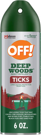 OFF! Deep Woods Insect Repellent Aerosol, Bug Spray with Long Lasting Protection from Ticks and Listed Bugs, 6 oz