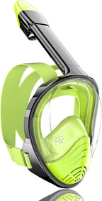 QingSong Full Face Snorkel Mask for Adults, Snorkeling Gear with Camera Mount, 180 Degree Panoramic View Snorkel Set Anti-Fog Anti-Leak