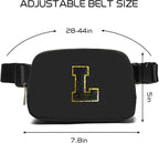 Gitus Belt Bag Fanny Pack Crossbody Bags with Initial Letter Patch Gifts for Wife Older Women Mother Coworker Bridesmaid Anniversary Travel Gifts Beach Gifts (Black-L)