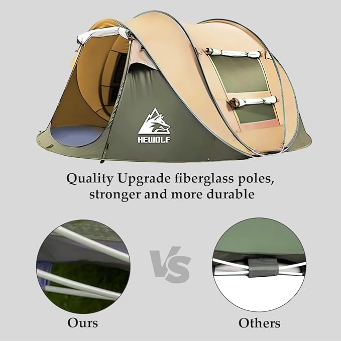 Pop Up Camping Tent 2/4 Person, Instant Family Tents, Easy Setup Automatic Tent for Camping Hiking & Traveling