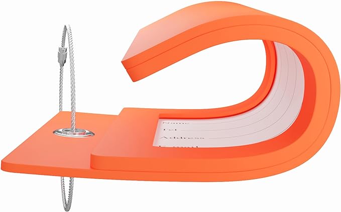Gostwo 2 Pack Luggage Tags for Suitcases, 26 Initial Letter Travel Luggage Baggage Identification Labels ID Tag Fully Bendable Tags with Stainless Steel Loop (Orange) (Letter J)
