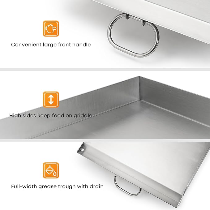 Stanbroil 16" x 24" Flat Top Griddle for Camp Chef Stove, 2 Burner Fry Griddle Top for Camp Chef Tahoe, Expedition 3X, Big Gas Grill 16, Stainless Steel