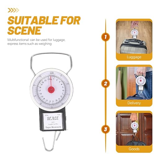 TOYANDONA Portable Manual Hanging Scale with Non-Slip Big Handle Lightweight Travel Luggage Weight Scale with Accurate Sensor for Bags and Suitcases Compact 7.48In Size