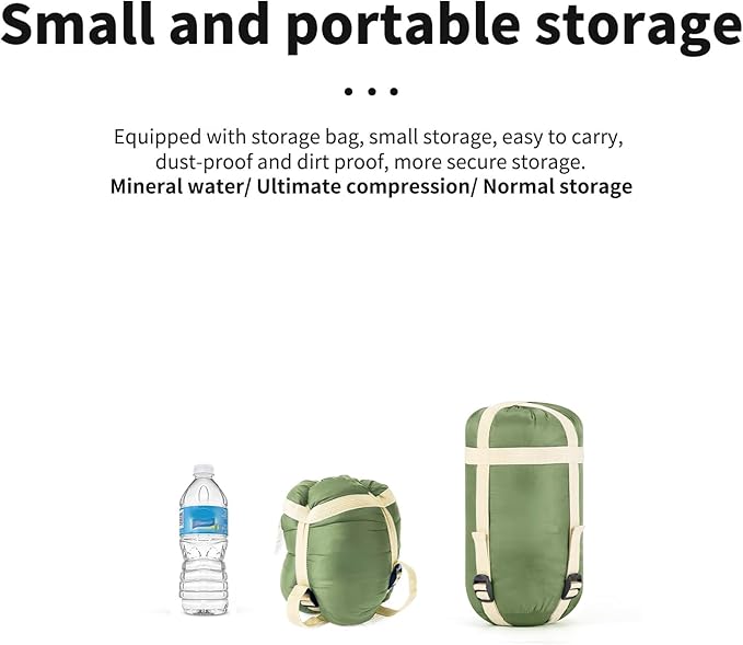 Ultralight Sleeping Bag - Envelope Lightweight Portable, Waterproof, Comfort with Compression Sack - Great for 3 Season Traveling, Camping, Hiking