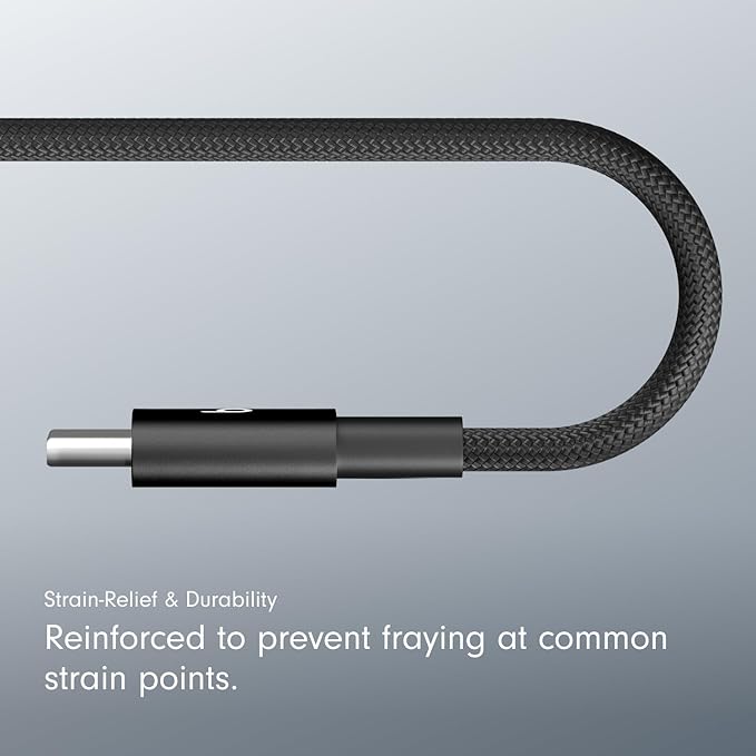 Beats USB-A to USB-C Woven Cable 2 Pack Fast Charging Durable/Tangle-Free Compatible Charger for Apple & Android Devices (1.5 m, 5 ft) - Bolt Black