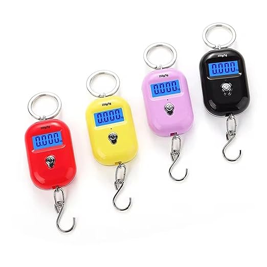 Luggage Weight Scale, 8pcs 25kg/5g Portable Hanging Scale Mini LCD Digital Scale for Fishing Luggage Travel Weighting Electronic Scale,for Travel(Yellow)