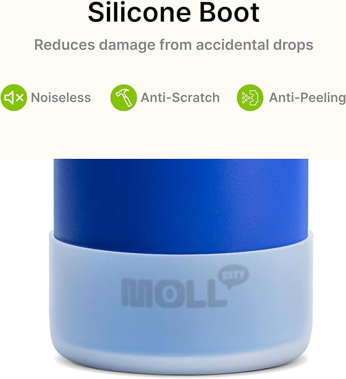 Small Water Bottle 12 oz Insulated Sports Wide Mouth Flask for School-Reuasble Stainless Steel Vacuum Travle Water Bottle with Silicone Boot (Navy)