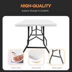 BestOffice 8FT Picnic Table Folding Table Camping Table Plastic Table Fold Up Table Lock for Party Event,White