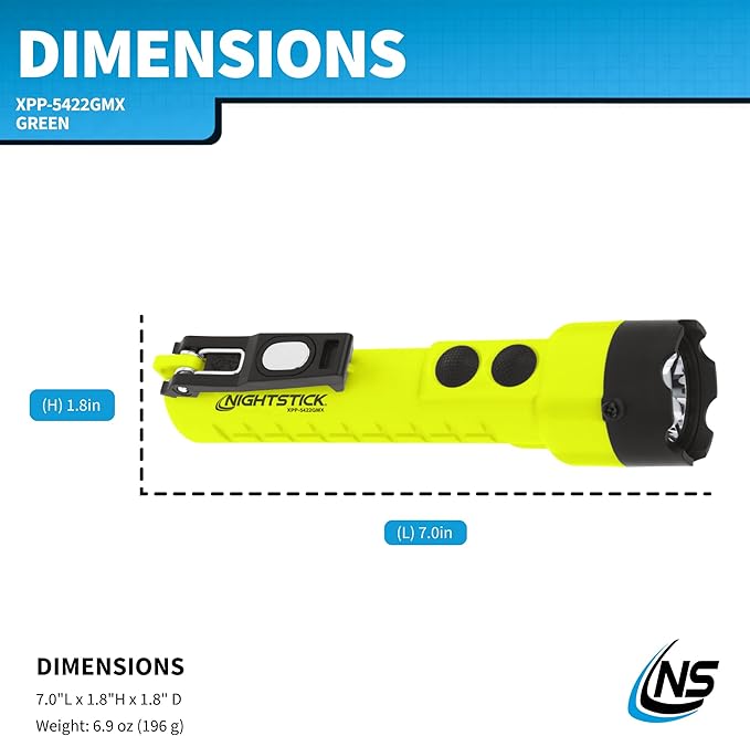 Nightstick XPP-5422GMX X-Series Intrinsically Safe Dual-Light Flashlight with Dual Magnets, Green/Black