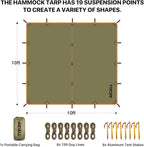 Waterproof Camping Tarp 10 x 10ft Survival Tent Backpacking Portable Tarp Multifunctional Anti-UV Shelter for Outdoor (Mud Green)