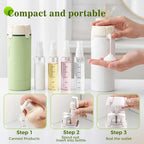 HISKI 4 in 1 Travel Bottles for Toiletries,Portable Travel Toiletries Bottle Set, Portable Containers for Shampoo Lotion Conditioner Cream Transparent with Scale and Label (Green-1)