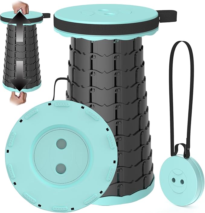 2025 Upgraded Portable Folding Stool, Collapsible Stools, 440lbs Max Weight, Lightweight But Sturdy, Telescoping Foldable Camping Stool for Outdoor Fishing Hiking Travel BBQ