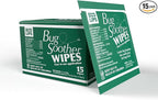 Bug Soother Wipes (15-ct) - Natural Mosquito Repellent & Deterrent - 100% DEET-Free Safe Single-Use Bug Wipes for Adults, Kids, & Pets - Made in USA