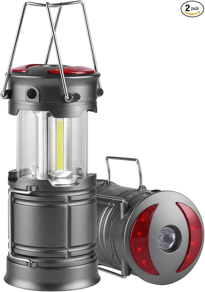 Lichamp 2 Pack LED Camping Lanterns, Battery Powered Lantern Flashlight COB Camp Light for Power Outages, Camping Supplies and Home Hurricane Supplies, F2GY