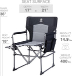 EVER ADVANCED Camping Directors' Chair with Side Table, Portable Folding with Compact Size, Heavy Duty Lawn Chair with Pocket for Camping, Lawn, Sports and Fishing, 400lbs, Black