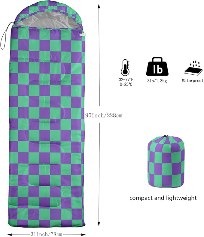 Sleeping Bags for Adults and Kids Backpacking Camping Sleeping Bags for Girls and Boys Lightweight Waterproof Cold/Warm Sleeping Bag for All Season