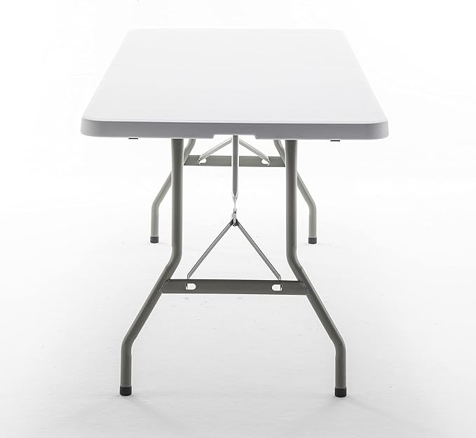BTEXPERT Set of 5, Fold-in-Half Folding Table 6 Feet 72"x 29.5" Lightweight Portable Carrying Handle Indoor Outdoor Picnic Camping Office Home Party Wedding Event White