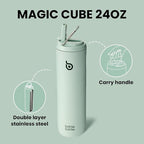 BOTTLE BOTTLE Insulated Water Bottle 24oz with Straw Lid and Handle for Sports Travel Gym Stainless Steel Water Bottles Double-Wall Vacuum Metal Leak Proof BPA-Free