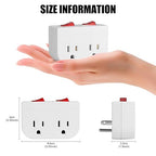 Grounded Outlet with Double ON Off Switch,VSEER 2 Port Electrical Outlet Plug Switch 15A 1875W / Wall Tap Adapter with Daul Red Indicator, ETL Listed (White 2-Pack)