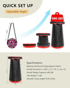 Upgraded Foldable Thickened Collapsible Stool, Portable Folding Seat, Adjustable Height Retractable, Suitable for Fishing, Hiking, Camping, BBQ, Party, Outdoor (Black and Red)