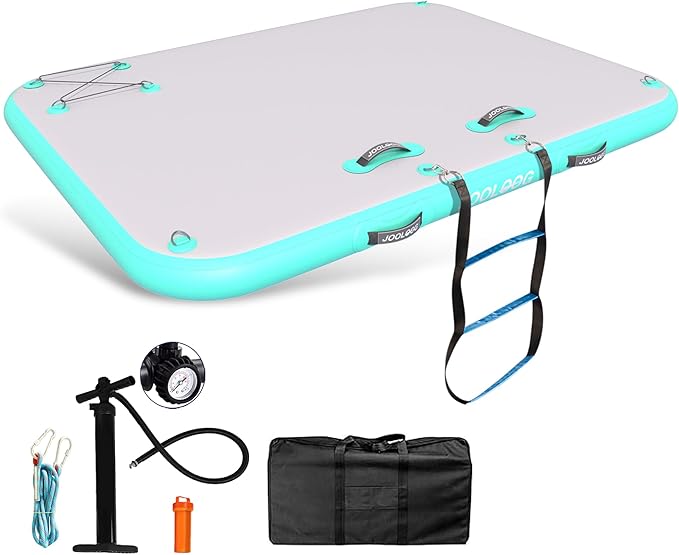 Inflatable Floating Dock Mat,6 inches Thick Inflatable Stable Platform Raft with Storage Bag None-Slip Surface for Lake Beach Pool