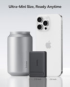 Baseus Picogo Power Bank, Smallest Qi2 Certified 15W MagSafe Portable Charger, 0.5" Ultra Slim 5000mAh Magnetic Battery Pack with Stand, Alloy Wireless Charger for iPhone 17 Pro Max/17 Air/16 Series