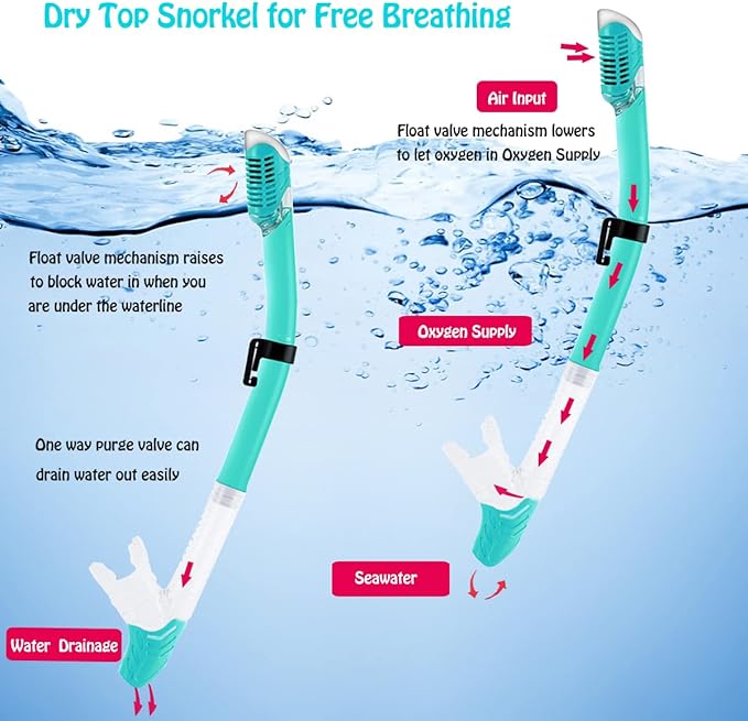 Kids Mask Fins Snorkel Set Snorkeling Packages, with Diving Mask, Snorkel, Adjustable Swim Fins, Mesh Bag, Anti-Fog Anti-Leak Snorkeling Gear for Kids for Snorkeling Swimming Diving