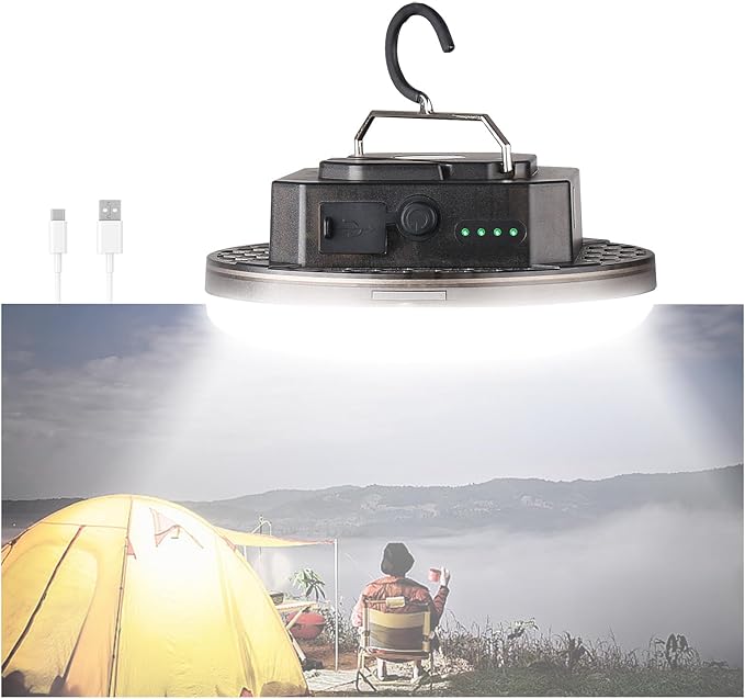 12000mAh (45W) Camping Hanging Tent Light Emergency Power Outage Lantern Home Use 4000LM 3 Modes IPX5 Waterproof Outdoor Walking Rock Climbing Work Rechargeable Camping Light