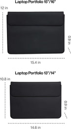 RAINS Laptop Portfolio 13"/14'' – Black Waterproof Protective Computer Case with Soft Lining, Flap Closure, Fits 14" Laptop – Water Resistant & Repellent – 2 Year Warranty