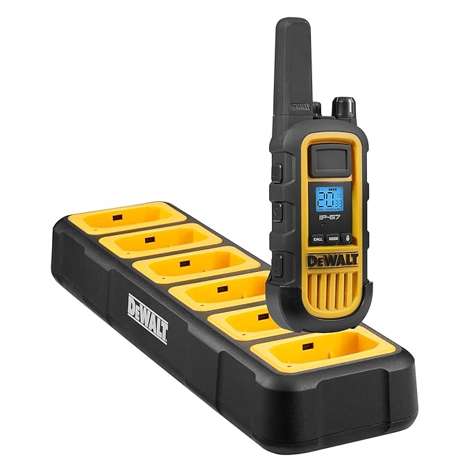 DEWALT FRS Walkie Talkies Long Range 2 Way Radio, 2 Watt, Waterproof & Rechargeable, 48 Pack with 8X Gang Chargers, 8DXFRS800-BCH6