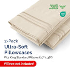 King Standard Pillow Cases Set of 2 - Soft Hotel Quality Pillowcase Covers - Comfy Bedding for Women, Men, Kids & Teens - Machine Washable Pillow Protectors - 2 Piece Set - King Standard Size Wheat
