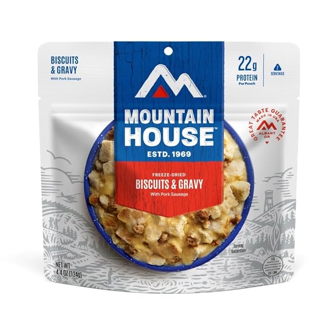 Mountain House Biscuits & Gravy | Freeze Dried Backpacking & Camping Food | 6-Pack