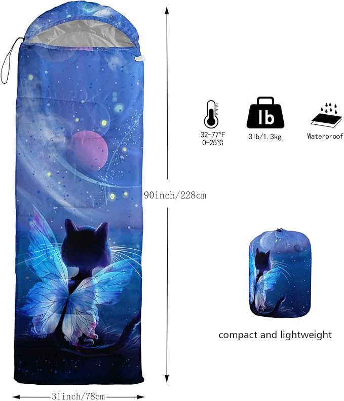 Axolotl Unicorn Sleeping Bag for Kids Boys Girls–Lightweight Warm Cold Weather Sleeping Bags,Waterproof Portable Sleeping Bag with Compression Sack for Camping Backpacking Outdoor Indoor